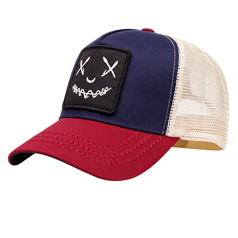 Custom 5 Panel Two-Tone Embroidered Patch Unisex Daily Breathable Mesh Trucker Cap