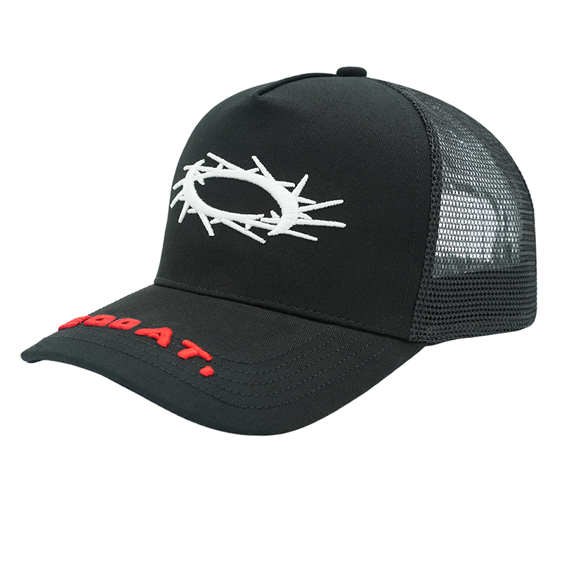 Custom 5 Panel 3D Embroidered Unisex Daily Breathable Mesh Trucker Cap